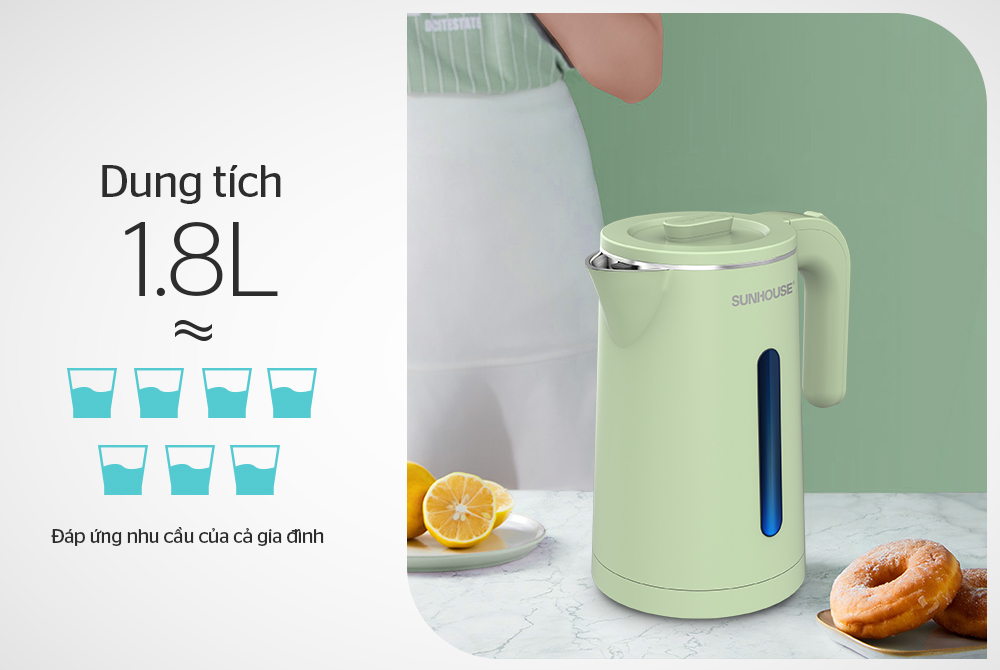 ẤM SIÊU TỐC INOX 2 LỚP 1.8L SUNHOUSE SHD1353 2