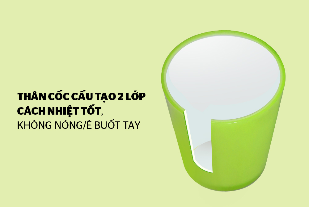 CỐC CÁCH NHIỆT 2 LỚP BIOZONE KB-CU310PGN MÀU XANH CỐM 3
