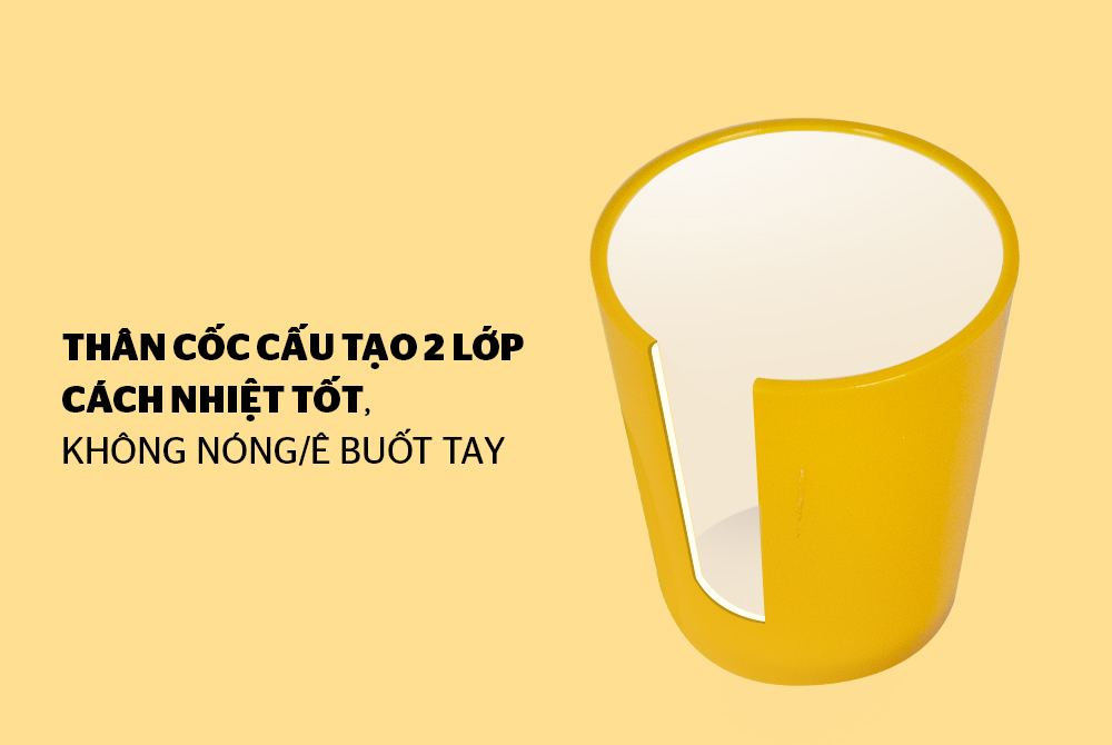 CỐC CÁCH NHIỆT 2 LỚP BIOZONE KB-CU310PY MÀU VÀNG 3