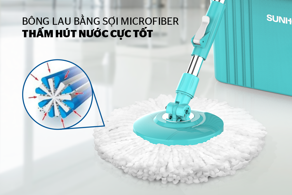 BỘ LAU NHÀ XOAY 360 ĐỘ SUNHOUSE KS-CL350PB 5