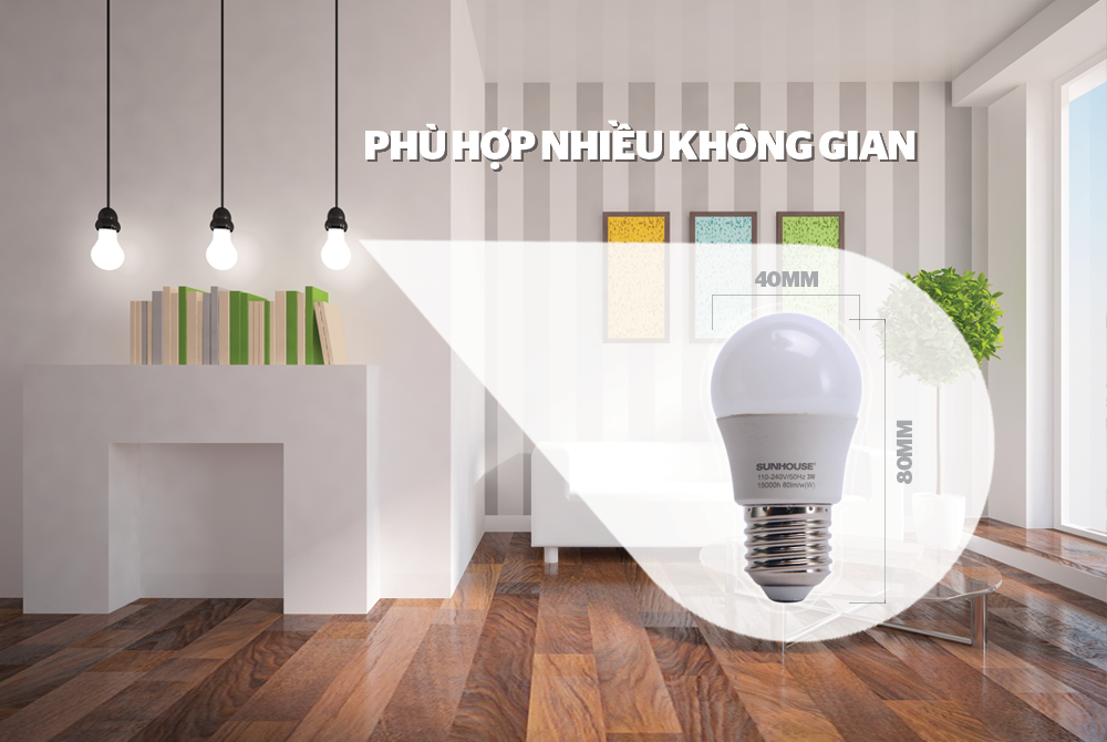 Bộ đèn LED thân nhôm SHE-LEDA45AL-A3W (trắng) 3