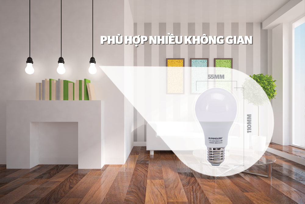 Bộ đèn LED thân nhôm SHE-LEDA60AL-A8W (trắng) 3