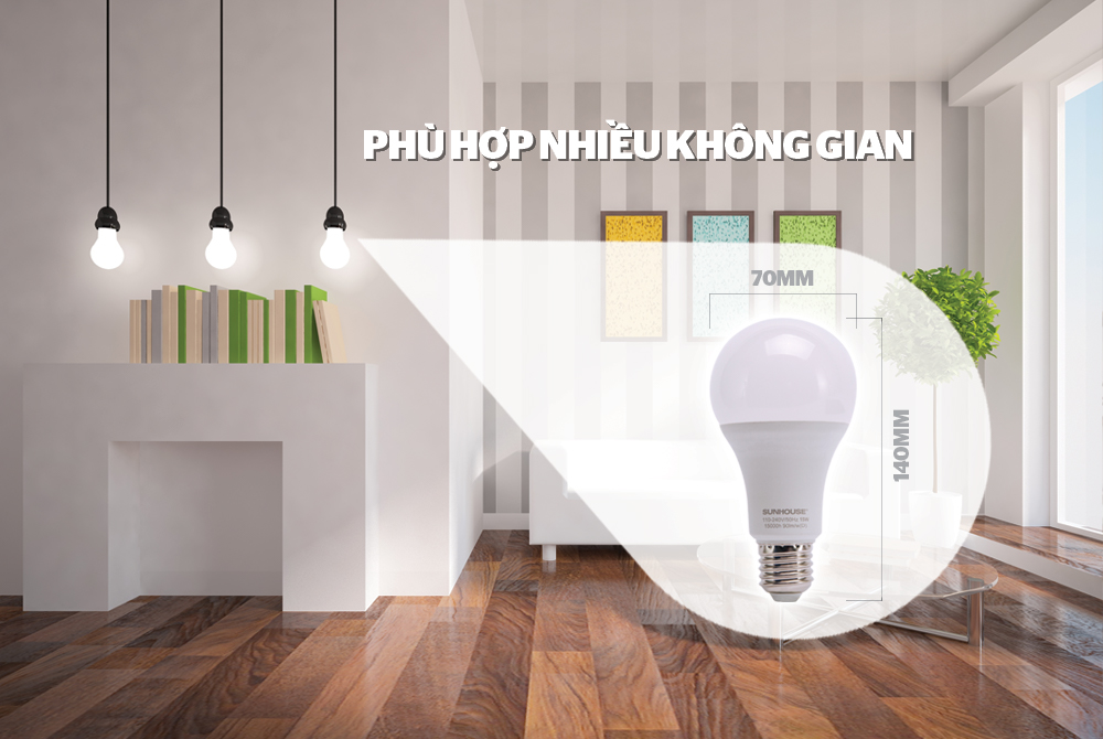 BỘ ĐÈN LED THÂN NHÔM SHE-LEDA60AL-A15W (TRẮNG) 3