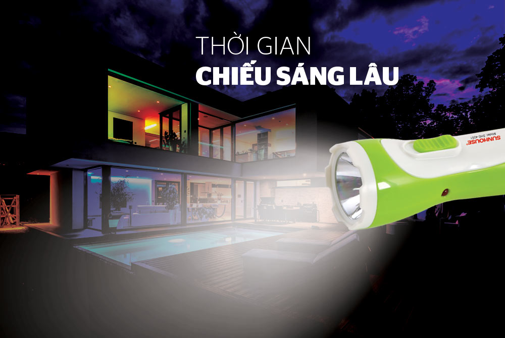 ĐÈN PIN TAY CẦM SUNHOUSE SHE-4051 CỠ NHỎ, TRẮNG XANH LÁ 3