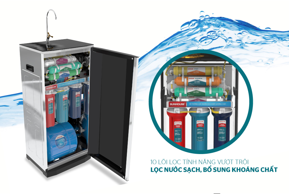 MÁY LỌC NƯỚC R.O 10 LÕI SUNHOUSE SHA88510K 3