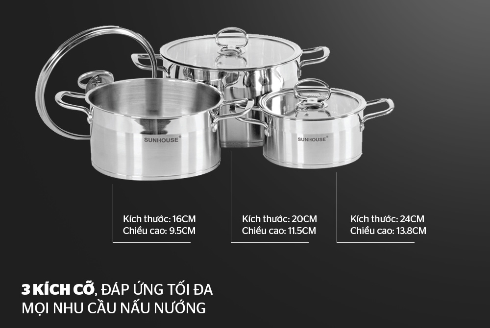 Bộ nồi inox 5 đáy SUNHOUSE MAMA SH784 6