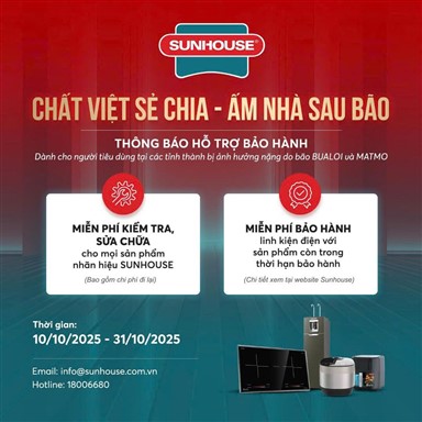 TẬP ĐOÀN SUNHOUSE HỖ TRỢ BẢO HÀNH SẢN PHẨM, CHUNG TAY KHẮC PHỤC HẬU QUẢ DO BÃO BUALOI VÀ MATMO